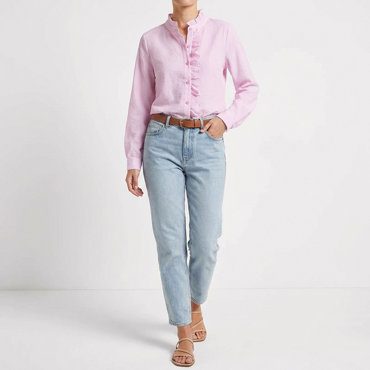 Adela | Blusa Texturizada Volante Frontal Mujer