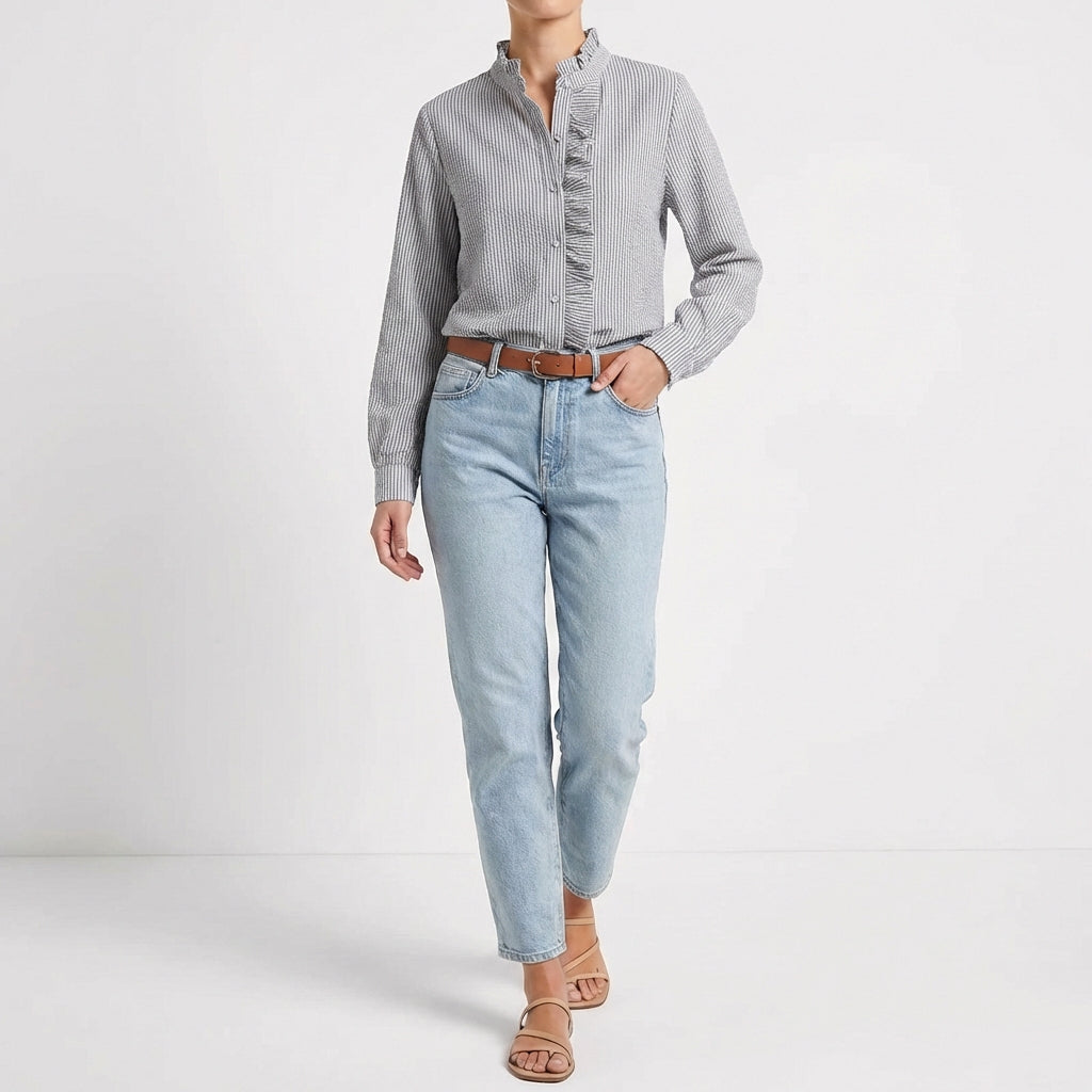 Adela | Blusa Texturizada Volante Frontal Mujer