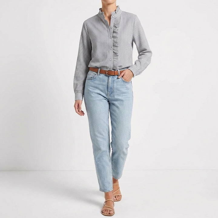 Adela | Blusa Texturizada Volante Frontal Mujer