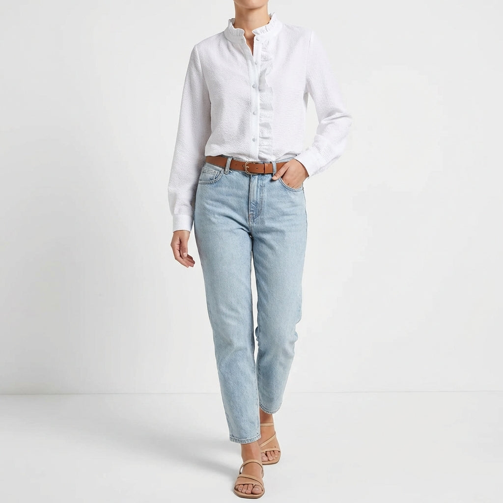 Adela | Blusa Texturizada Volante Frontal Mujer