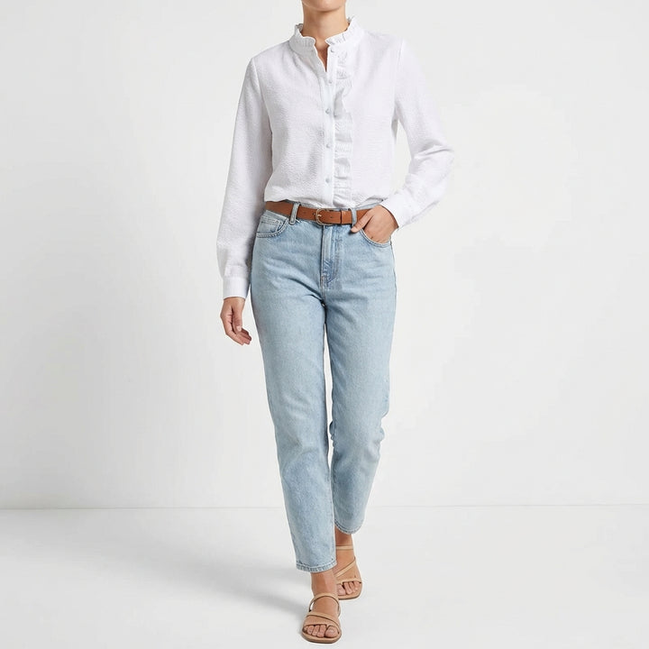 Adela | Blusa Texturizada Volante Frontal Mujer