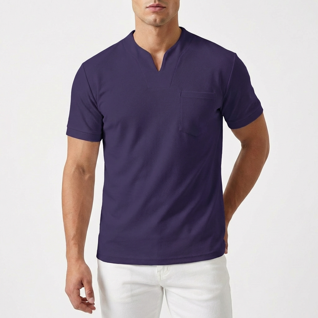 Adrián | Camiseta Cuello Pico con Bolsillo Manga Corta Hombre