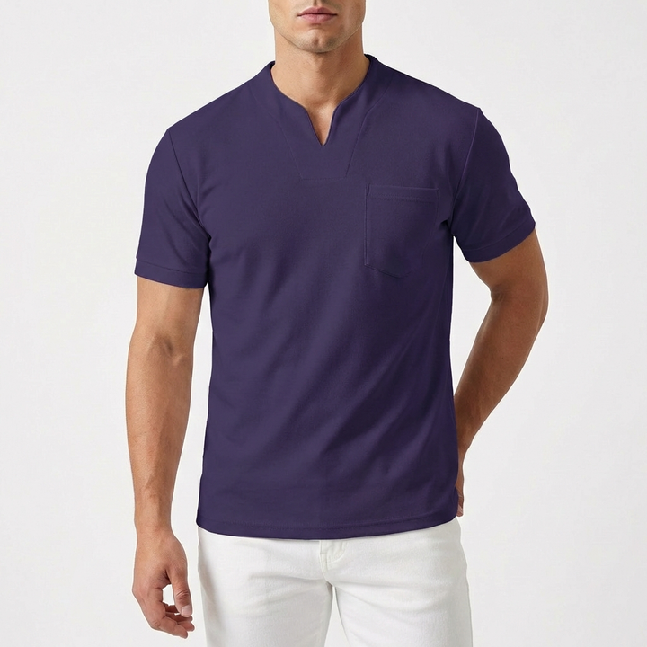 Adrián | Camiseta Cuello Pico con Bolsillo Manga Corta Hombre