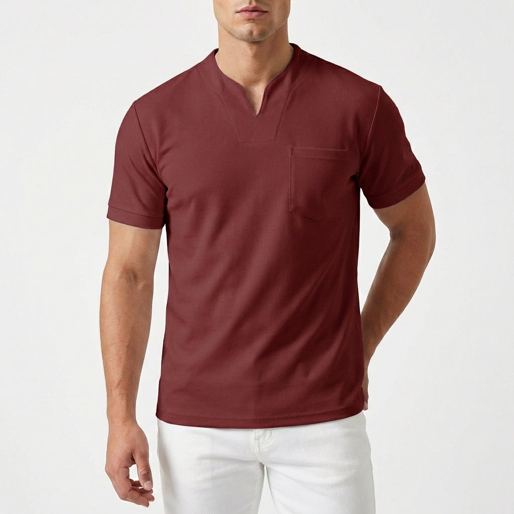 Adrián | Camiseta Cuello Pico con Bolsillo Manga Corta Hombre