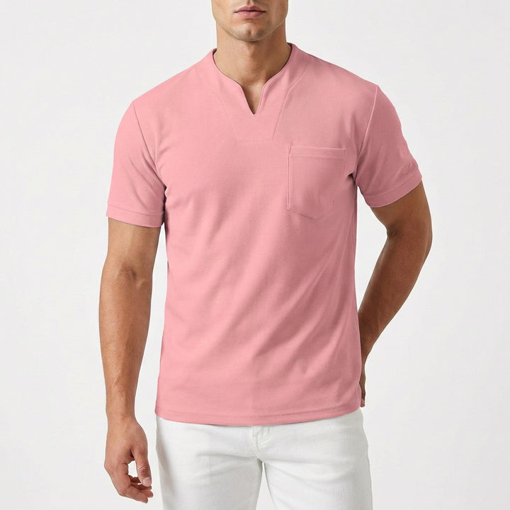 Adrián | Camiseta Cuello Pico con Bolsillo Manga Corta Hombre