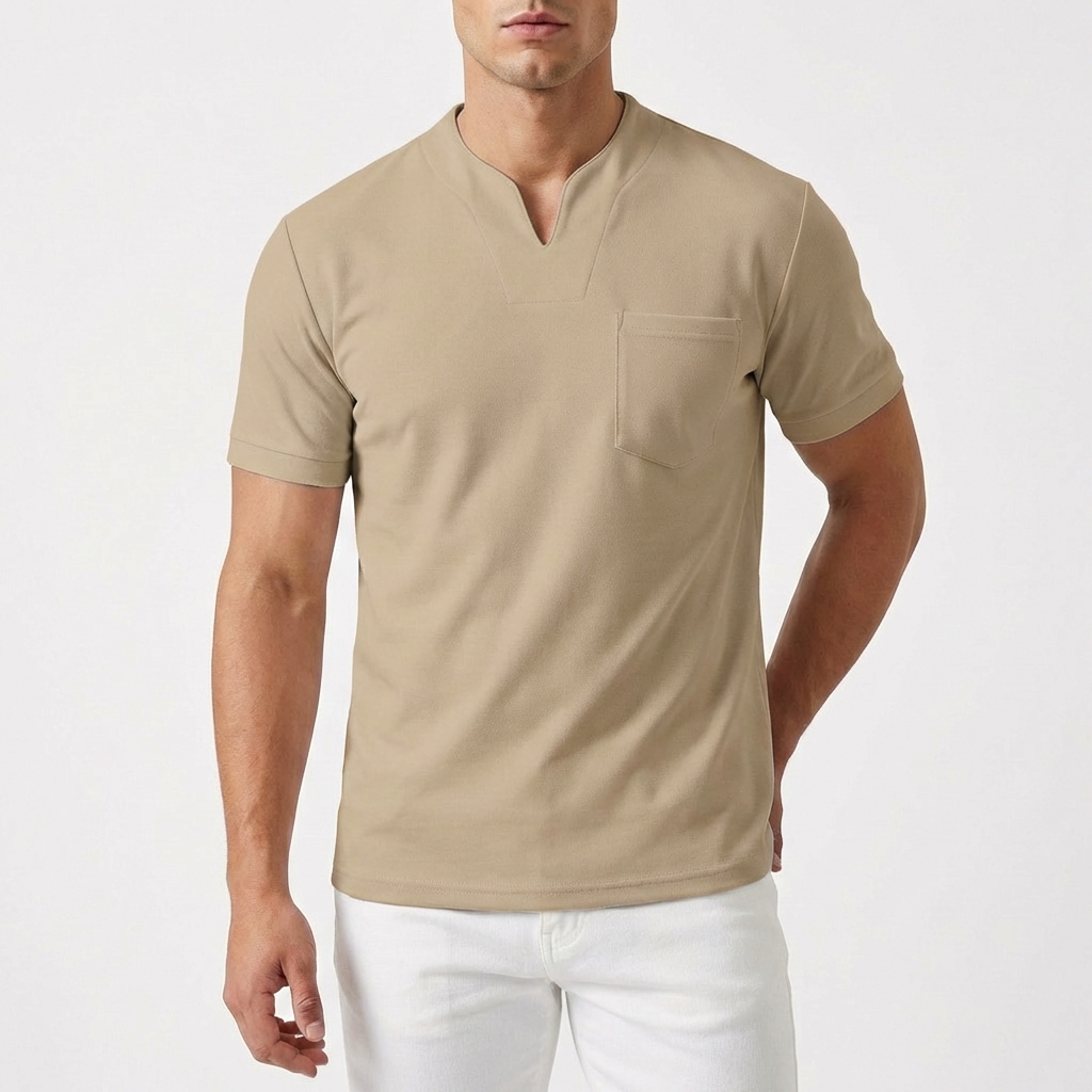 Adrián | Camiseta Cuello Pico con Bolsillo Manga Corta Hombre