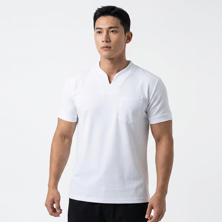 Adrián | Camiseta Cuello Pico con Bolsillo Manga Corta Hombre