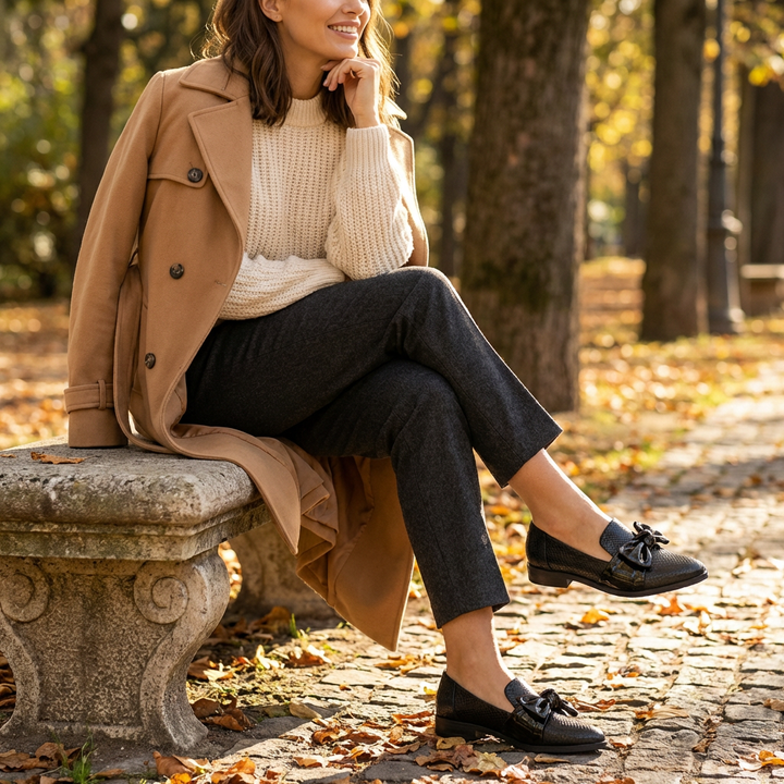 Ágata | Mocasini con Fiocco e Texture a Scaglie Donna