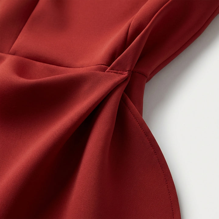 Agustina | Abito Midi Donna Drappeggiato con Volant Asimmetrico