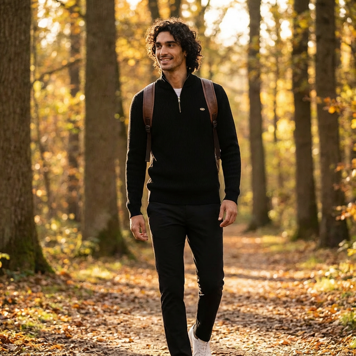 Aiden | Maglione a Coste con Cerniera per Uomo