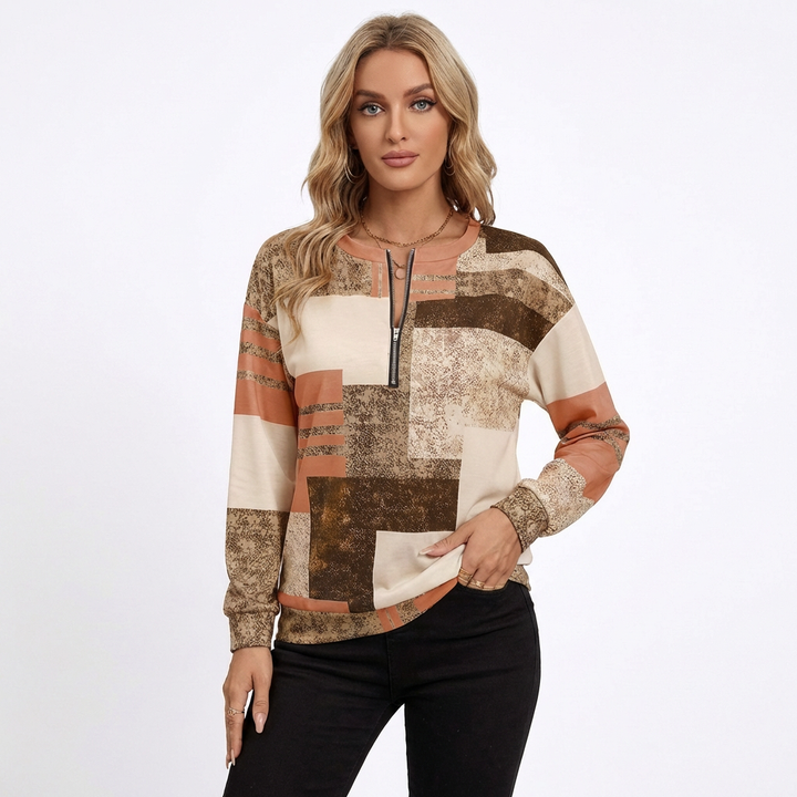 Aitana | Sudadera Patchwork Media Cremallera Mujer