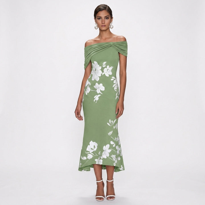 Aitana | Abito Midi Floreale con Spalle Scoperte Elegante Donna