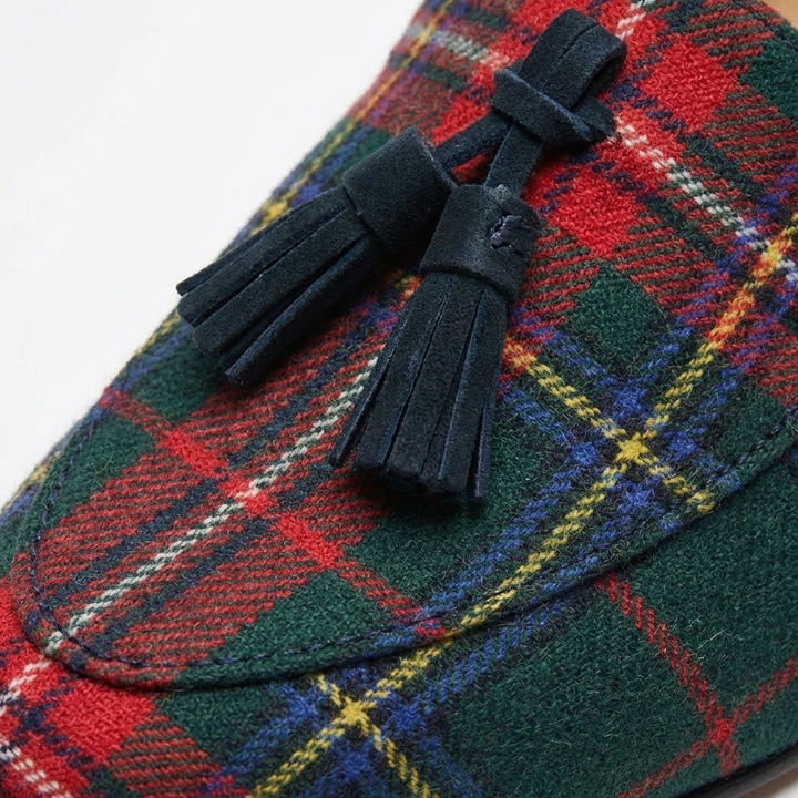 Alba | Mocassini tartan con nappine donna classici