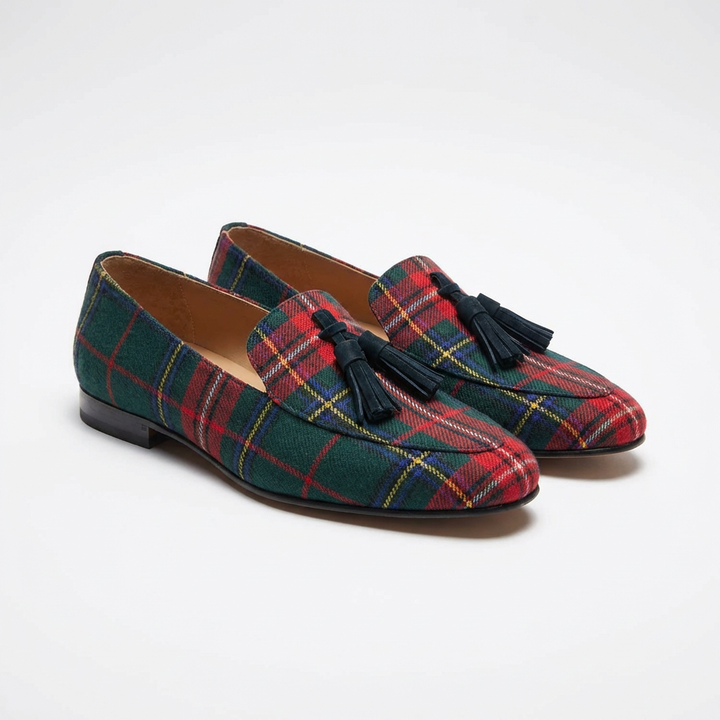 Alba | Mocassini tartan con nappine donna classici