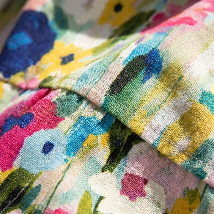 Alegría | Abito corto donna con scollo a V, manica a volant, floreale