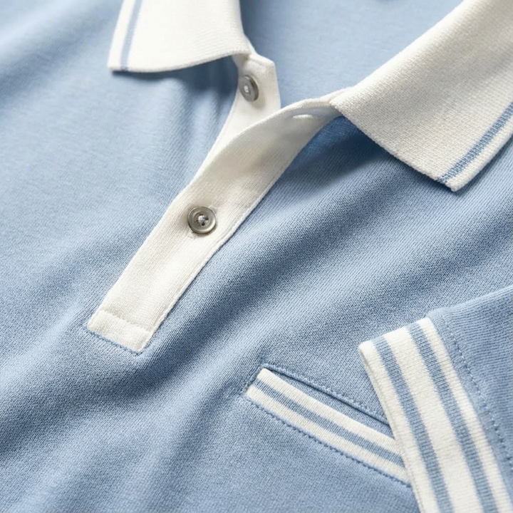 Alejandro | Maglia Polo Uomo con Colletto a Contrasto e Polsini a Righe | Classico