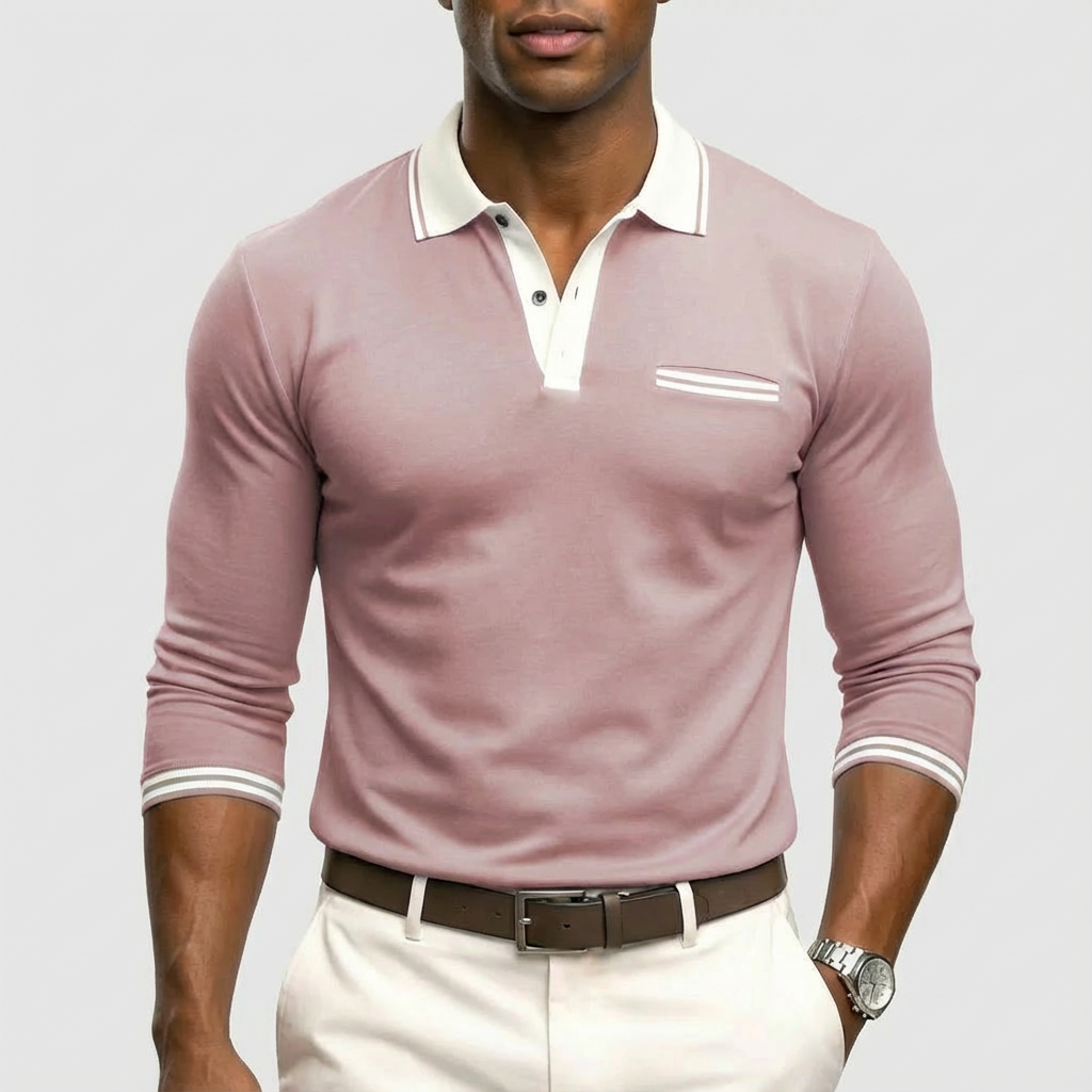 Alejandro | Maglia Polo Uomo con Colletto a Contrasto e Polsini a Righe | Classico