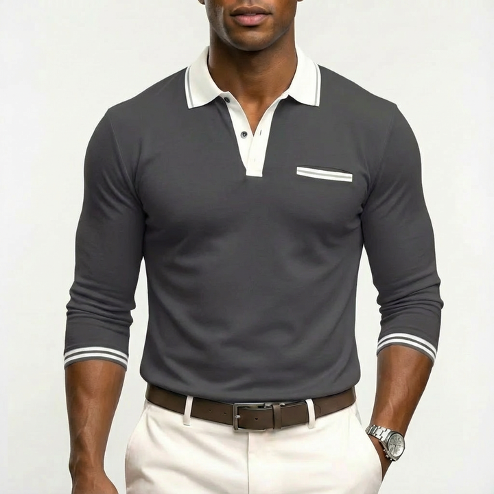 Alejandro | Maglia Polo Uomo con Colletto a Contrasto e Polsini a Righe | Classico
