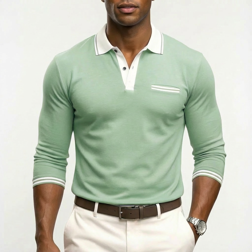 Alejandro | Maglia Polo Uomo con Colletto a Contrasto e Polsini a Righe | Classico