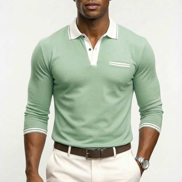Alejandro | Maglia Polo Uomo con Colletto a Contrasto e Polsini a Righe | Classico