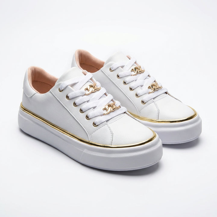 Alexia | Sneakers con Zeppa e Dettagli Dorati Donna