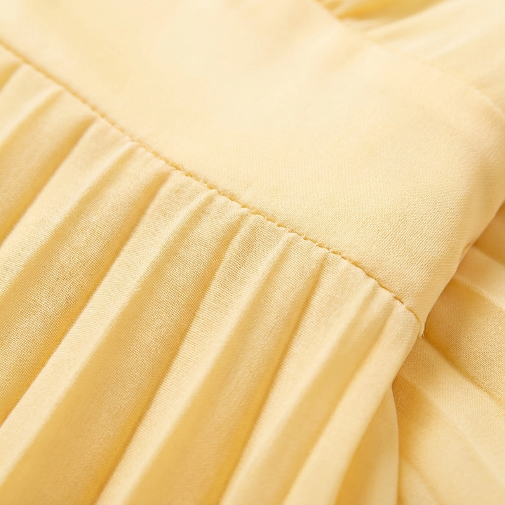 Alice | Amarillo Vestido Maxi Plisado de Mujer