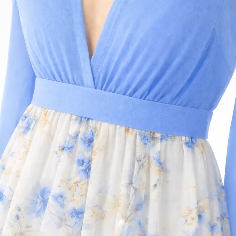 Alison | Vestito Maxi Azzurro a Maniche Lunghe da Donna