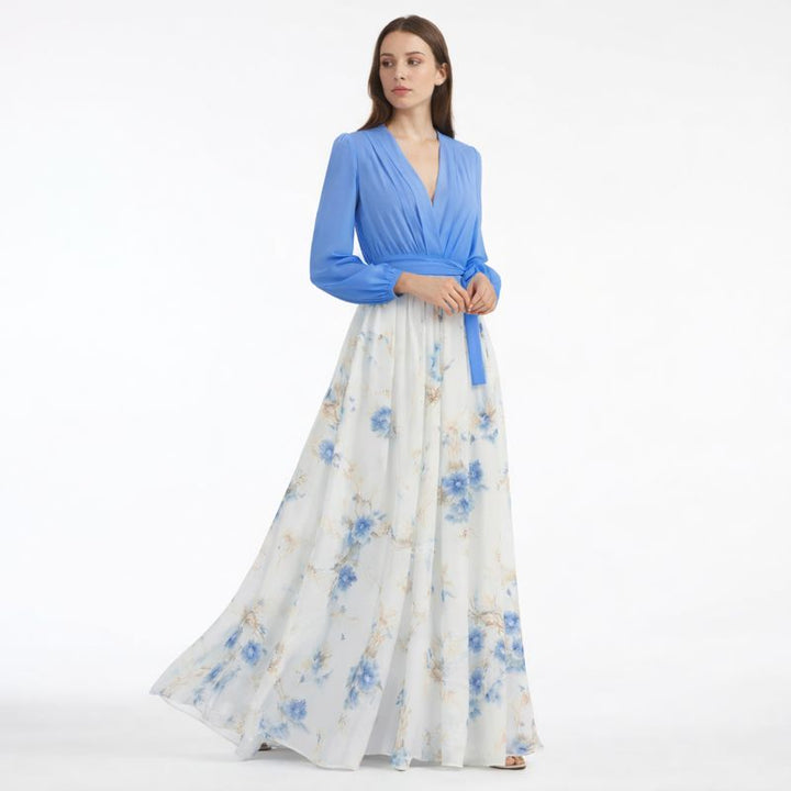 Alison | Vestito Maxi Azzurro a Maniche Lunghe da Donna