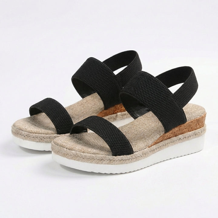 Amara | Sandali con Zeppa Elastici in Sparto da Donna