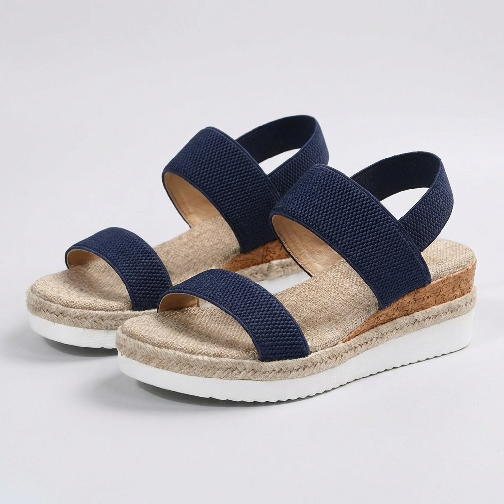 Amara | Sandali con Zeppa Elastici in Sparto da Donna