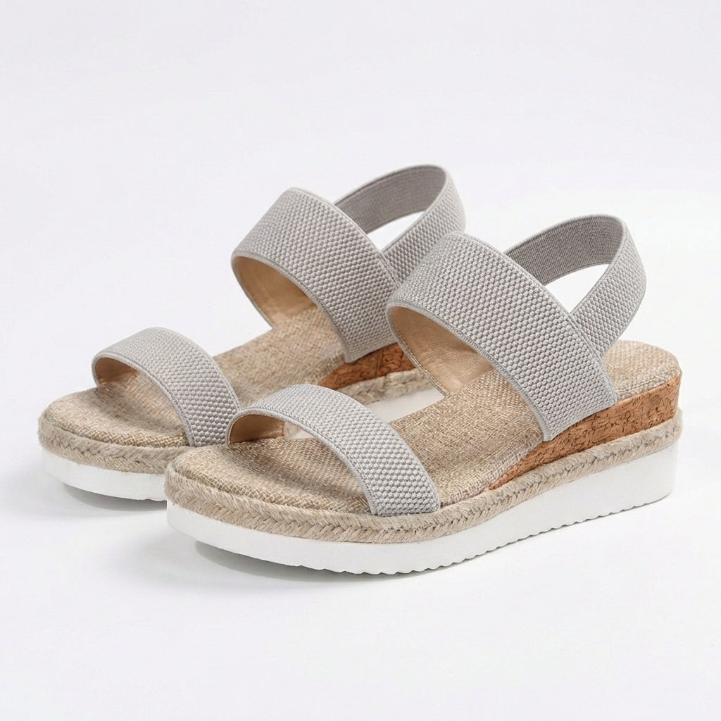 Amara | Sandali con Zeppa Elastici in Sparto da Donna