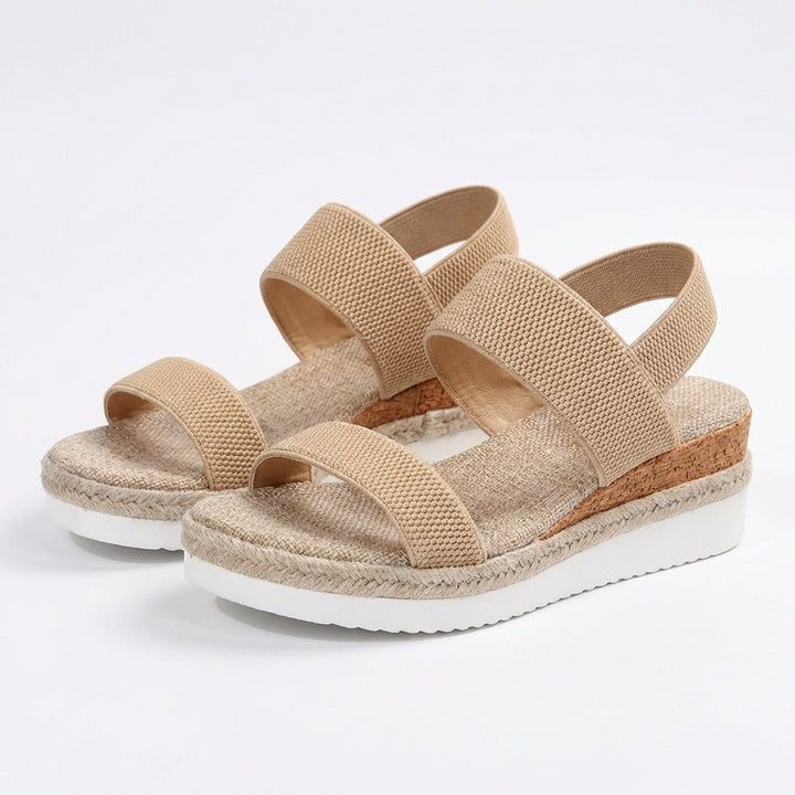 Amara | Sandali con Zeppa Elastici in Sparto da Donna