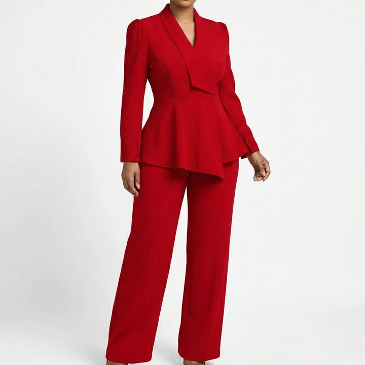 Amara | Completo Blazer Peplum e Pantaloni Donna Elegante