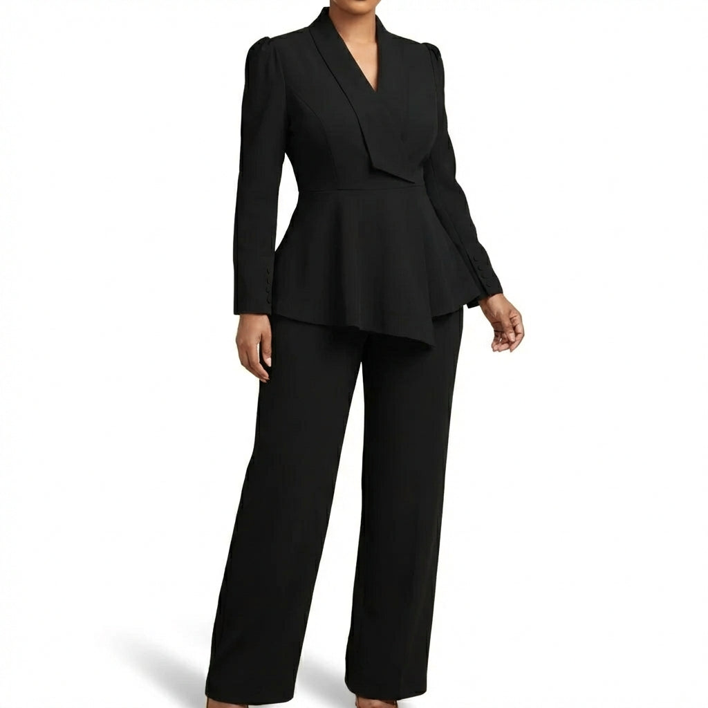 Amara | Completo Blazer Peplum e Pantaloni Donna Elegante