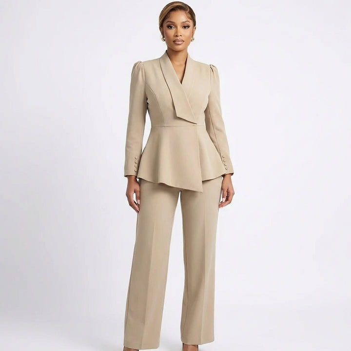Amara | Completo Blazer Peplum e Pantaloni Donna Elegante