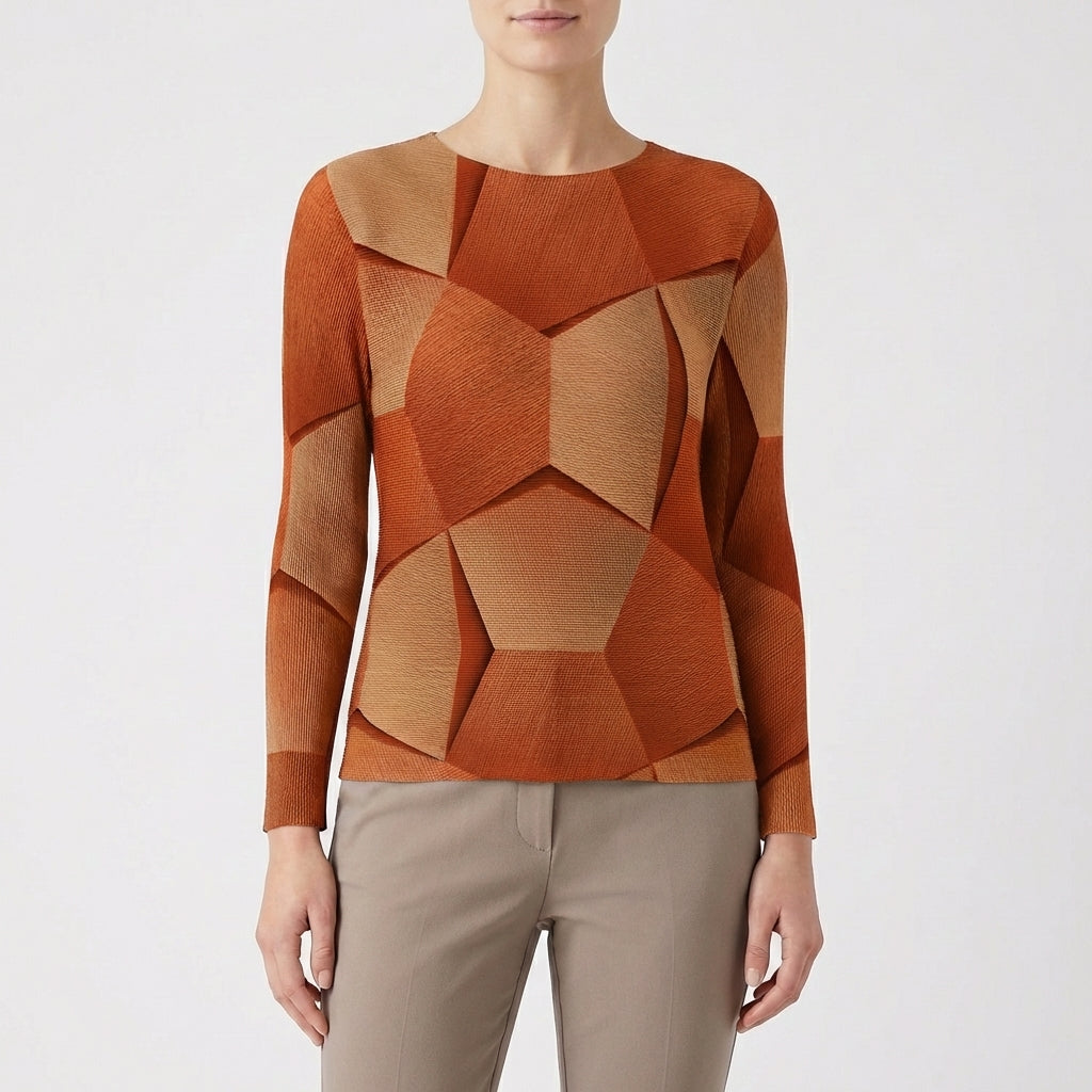 Ámbar | Jersey Estampado Geométrico 3D Mujer