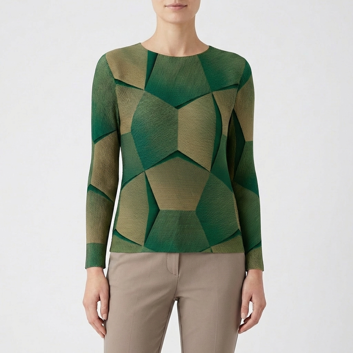 Ámbar | Jersey Estampado Geométrico 3D Mujer