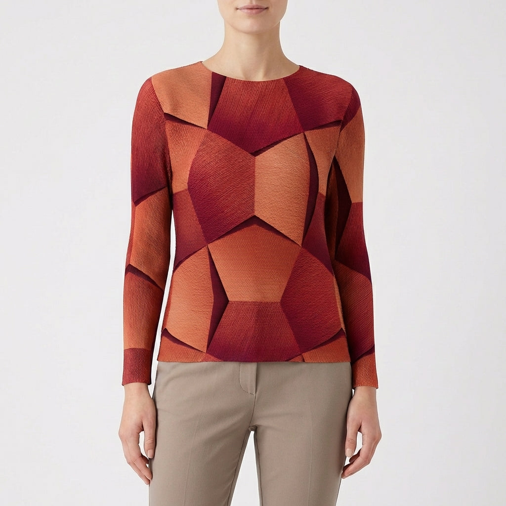 Ámbar | Jersey Estampado Geométrico 3D Mujer