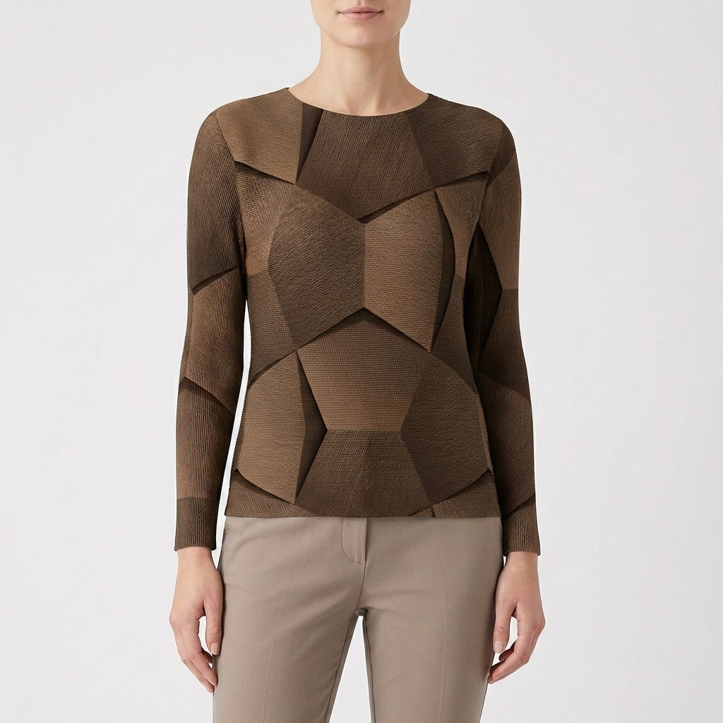 Ámbar | Jersey Estampado Geométrico 3D Mujer