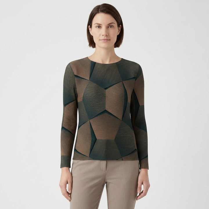 Ámbar | Jersey Estampado Geométrico 3D Mujer