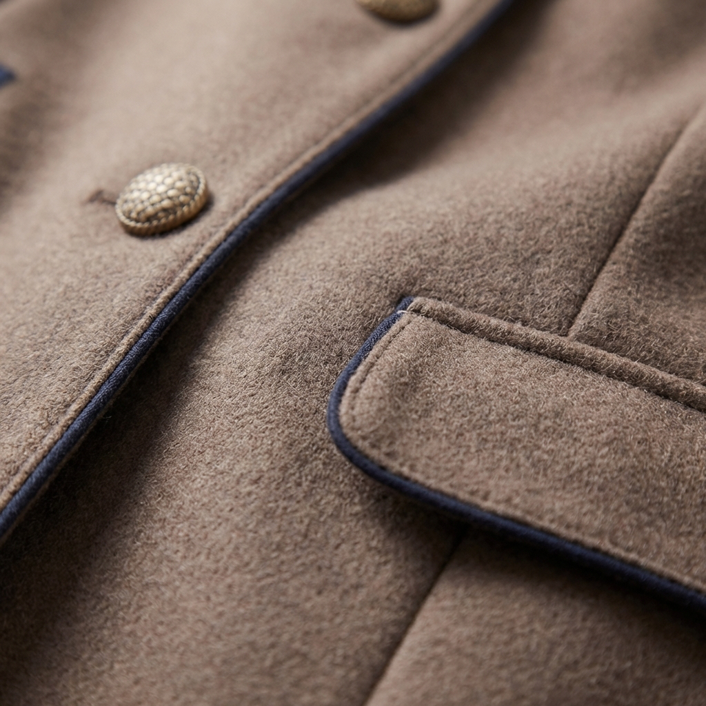 Amparo | Blazer Marrón Cuello Mao con Ribete Contraste Mujer