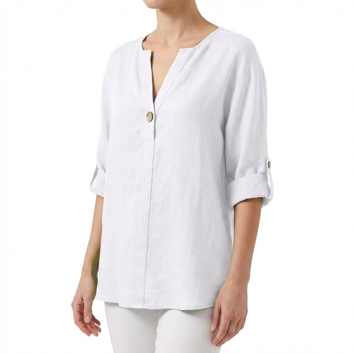Amparo | Blusa ampia con collo alla coreana donna