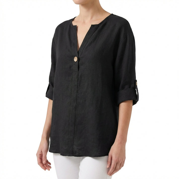 Amparo | Blusa ampia con collo alla coreana donna