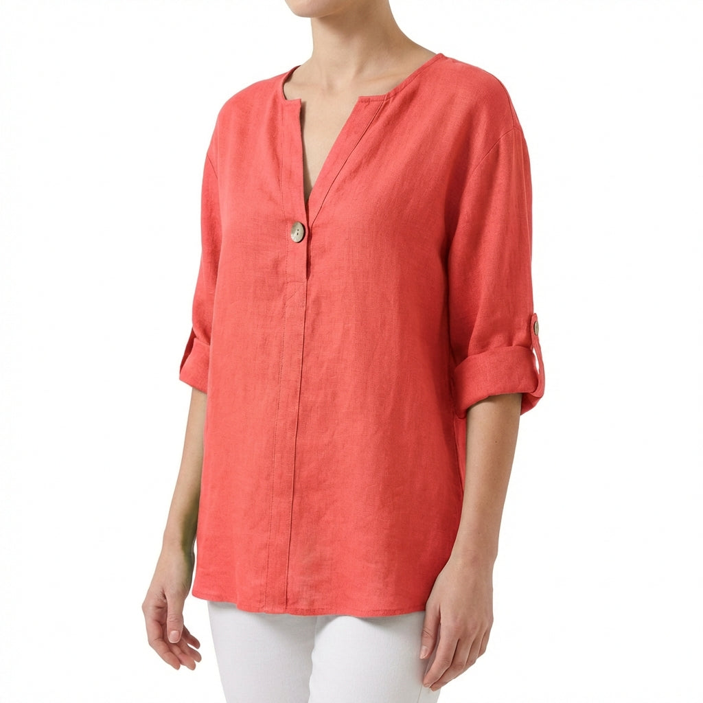 Amparo | Blusa ampia con collo alla coreana donna