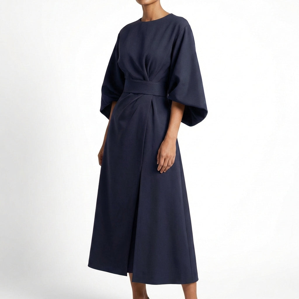 Ariadna | Vestito Midi Incrociato con Cintura Donna