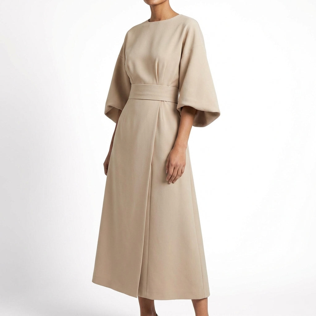 Ariadna | Vestito Midi Incrociato con Cintura Donna