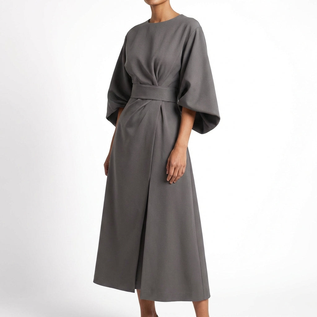 Ariadna | Vestito Midi Incrociato con Cintura Donna