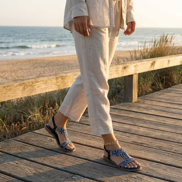 Azucena | Sandali Piani Donna con Pietruzze Elastiche