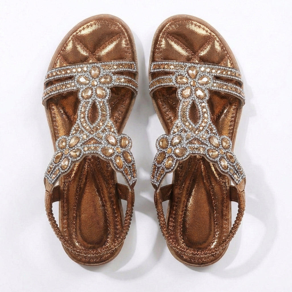 Azucena | Sandali Piani Donna con Pietruzze Elastiche