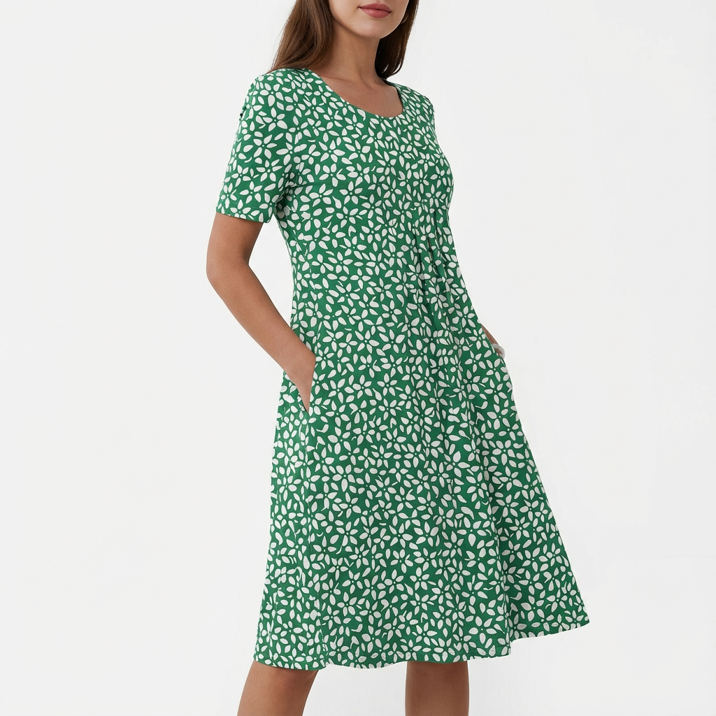 Barbara | Vestito midi svasato con stampa floreale da donna